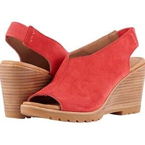 Sorel After Hours Slingback Bright Red Wedge Sandals Size US 9 EU 40